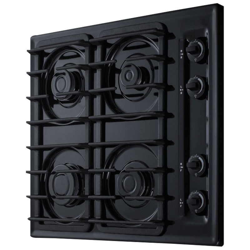 Summit 24 in. 4-Burner Natural Gas Cooktop with Simmer Burner - Black, , hires
