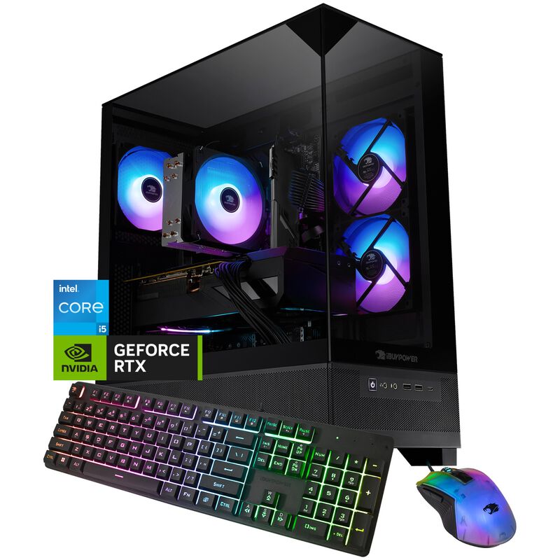 iBUYPOWER Element SE Gaming Desktop with Intel Core i5 14400F, 14th Gen, 10-Core CPU, NVIDIA GeForce RTX 5060, 8GB VRAM GPU, 16 GB RAM, 1 TB SSD & Windows 11 Home - Black, , hires