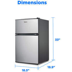 Midea 19 in. 3.1 cu. ft. Mini Fridge with Top Freezer - Stainless Steel, , hires