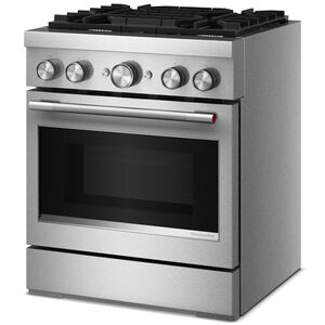 KitchenAid Commercial-Style 30 in. 4.1 cu. ft. Air-Fry True European Convection Dual Fuel Range with 4 Sealed Burners - Stainless Steel, , hires