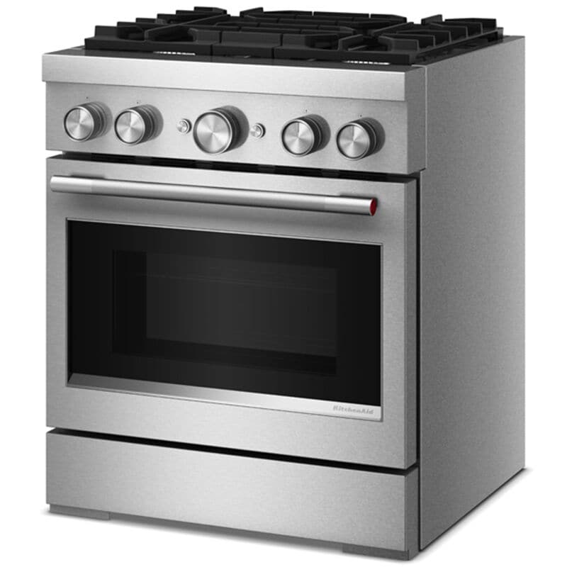 KitchenAid Commercial-Style 30 in. 4.1 cu. ft. Air-Fry True European Convection Dual Fuel Range with 4 Sealed Burners - Stainless Steel, , hires