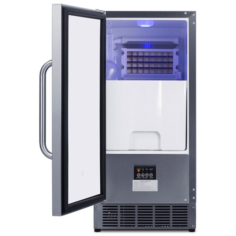 Summit 15 in. Built-In Undercounter Outdoor Commercial-Use Ice Maker with 25 lb. Ice Storage, Auto-Defrost & Digital Control - Stainless Steel, , hires