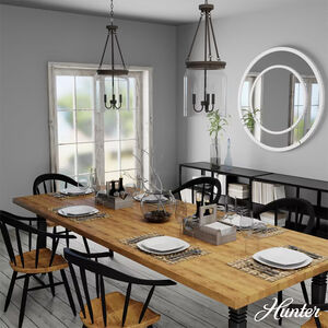 Hunter Devon Park 12 in. 3-Light Pendant with Clear Glass - Onyx Bengal, , hires