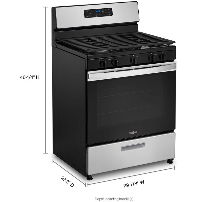 Whirlpool 30 in. 5.1 cu. ft. Gas Range with 5 Sealed Burners - Stainless Steel, Stainless Steel, hires