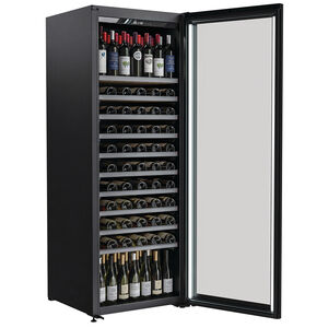 Vintec 28 in. Full-Size Built-In or Freestanding Wine Cooler with 201 Bottle Capacity, Single Temperature Zones & Digital Control - Matte Black, , hires