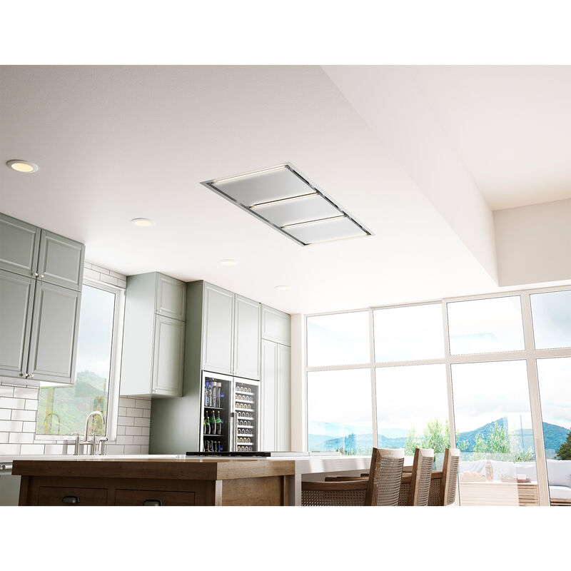Zephyr 63 in. Smart Convertible Ceiling Style Range Hood with 3 Fan Speeds & 4 LED Lights - Stainless Steel, , hires
