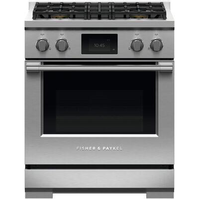 Fisher & Paykel Series 9 Classic 30 in. 4.0 cu. ft. Smart Air Fry Convection Oven Freestanding Dual Fuel Range with 4 Sealed Burners - Stainless Steel | RDV3304N