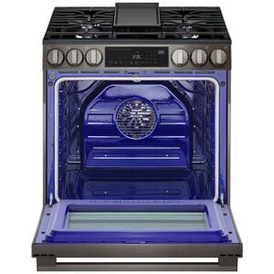 LG 30 in. 6.3 cu. ft. Smart Air-Fry True European Convection Slide-In Gas Range with 5 Sealed Burners & Griddle - Black Stainless Steel, , hires