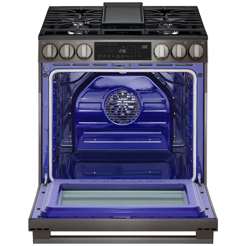 LG 30 in. 6.3 cu. ft. Smart Air-Fry True European Convection Slide-In Gas Range with 5 Sealed Burners & Griddle - Black Stainless Steel, , hires