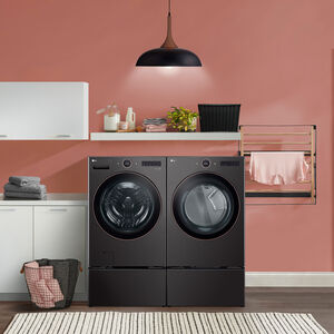 LG 27 in. 7.4 cu. ft. Smart Stackable Gas Dryer with AI Sensor Dry, TurboSteam, Sanitize & Steam Cycle - Black, Black, hires