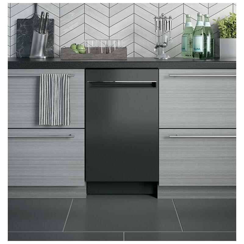 GE Profile 18 in. Top Control Dishwasher with 47 dBa Sound Level, Condensate Dry & Pocket - Black, Black, hires