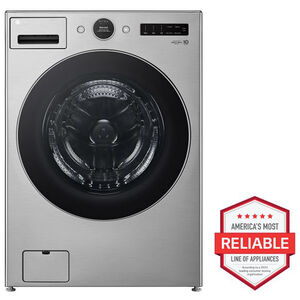 LG 27 in. 4.5 cu. ft. Smart Stackable Front Load Washer with TurboWash 360, AI DD Built-In Intelligence, ezDispense, Sanitize Cycle & Steam Cycle - Graphite Steel, , hires