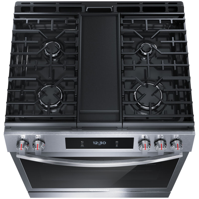 Frigidaire Gallery 30 in. 6 cu. ft. Air Fry True European Convection Steam Gas Range with 5 Sealed Burners & Griddle - Stainless Steel, , hires