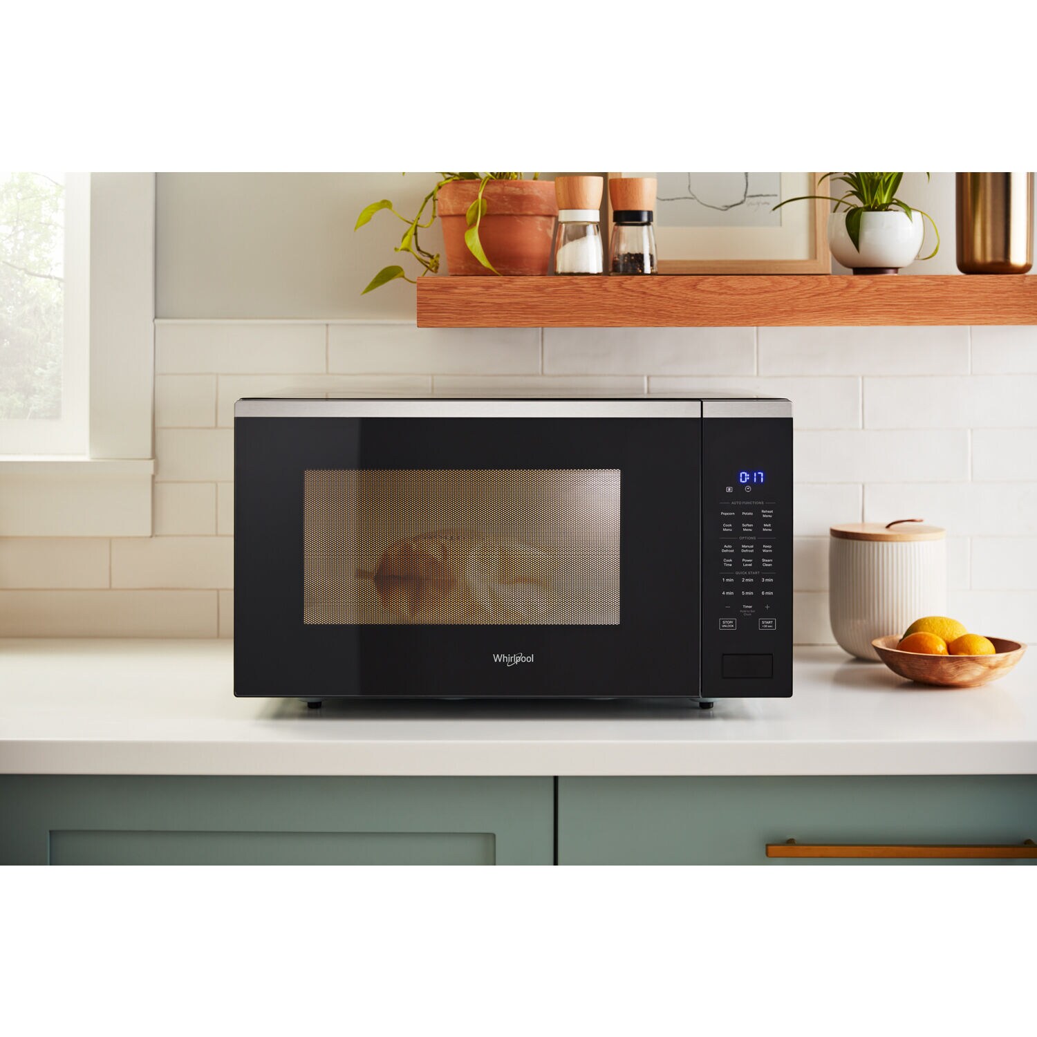 Whirlpool 22 in. 1.6 cu. ft. Countertop Microwave with 10 Power Levels Sensor Cooking Controls Stainless Steel