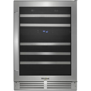 Whirlpool 24 in. Undercounter Wine Cooler with Dual Zones & 51 Bottle Capacity - Stainless Steel, , hires