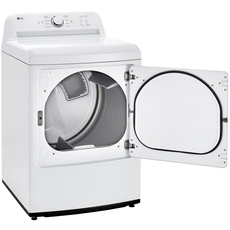 LG 27 in. 7.3 cu. ft. Electric Dryer with FlowSense Duct Clogging Indicator, LoDecibel Quiet Operation & Sensor Dry - White, White, hires
