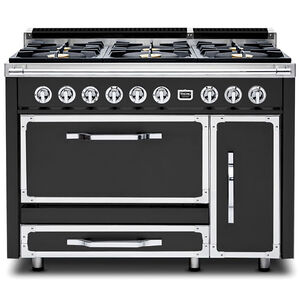 Viking Tuscany Series 48 in. 6.2 cu. ft. Convection Double Oven Freestanding Dual Fuel Range with 6 Sealed Burners - Cast Black, , hires