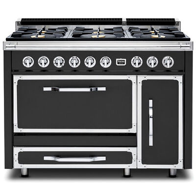 Viking Tuscany Series 48 in. 6.2 cu. ft. Convection Double Oven Freestanding Dual Fuel Range with 6 Sealed Burners - Cast Black | TVDR4816BCS