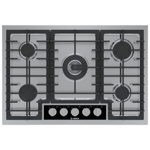 Bosch Benchmark 30 in. 5-Burner Natural Gas Cooktop with Simmer & Power Burner - Stainless Steel, , hires
