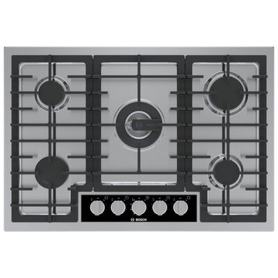 Bosch Benchmark 30 in. 5-Burner Natural Gas Cooktop with Simmer & Power Burner - Stainless Steel | NGMP059UC