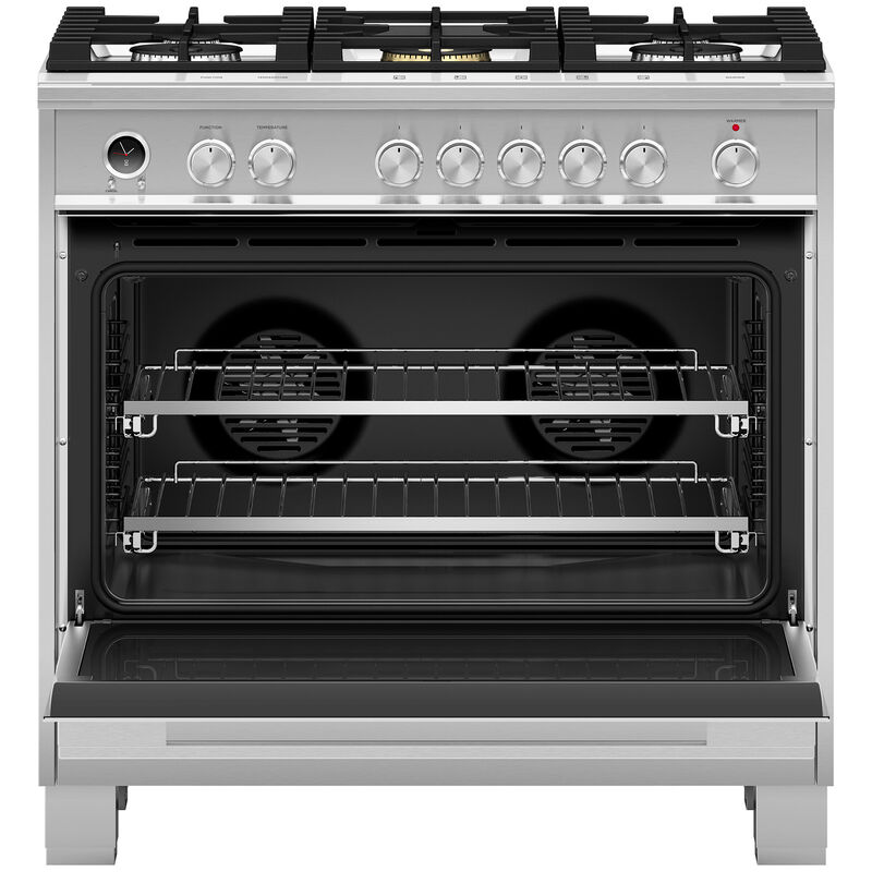 Fisher & Paykel Series 9 36 in. 4.9 cu. ft. True European Convection Dual Fuel Range with 5 Sealed Burners - Stainless Steel, , hires