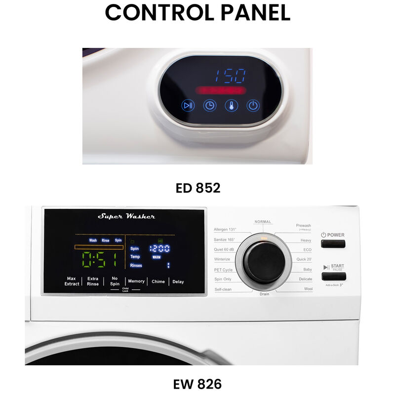 Equator 24 in. 1.6 cu. ft. Electric Front Load Laundry Center with Pet Cycle, Sanitize Cycle & Sensor Dry - White, White, hires