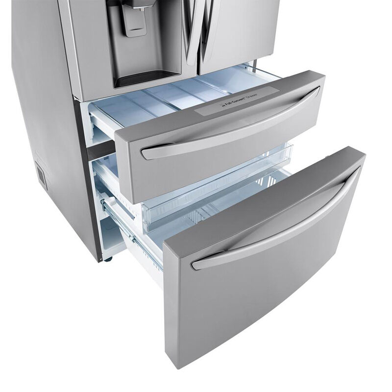LG 36 in. 22.5 cu. ft. Smart Counter Depth 4-Door French Door Refrigerator with External Ice & Water Dispenser- Stainless Steel, Stainless Steel, hires