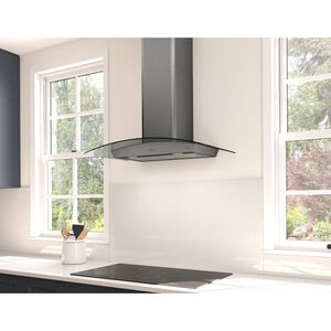 Zephyr 36 in. Convertible Chimney Style Range Hood with 600 CFM, 5 Fan Speeds & 2 LED Lights - Black Stainless, , hires