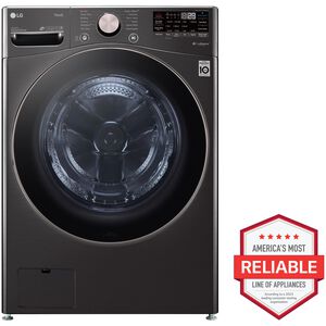 LG 27 in. 4.5 cu. ft. Smart Stackable Front Load Washer with Sanitize & Steam Wash Cycle - Black Steel, Black Steel, hires