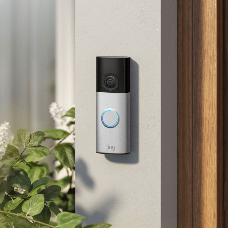 Ring - Battery Doorbell Plus (newest model) Retinal 2K with wide-angle video, up to 6x Zoom, Night Vision and Battery Pack - Nickel Silver, , hires