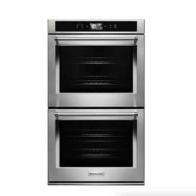 KitchenAid 30" 10.0 Cu. Ft. Electric Smart Double Wall Oven with True European Convection & Self Clean - Stainless Steel | KODE900HSS