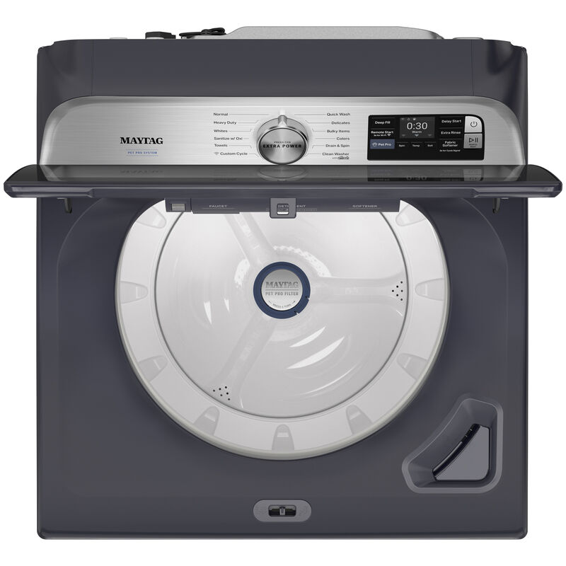 Maytag Pet Pro 27 in. 5.3 cu. ft. Smart Top Load Washer with Impeller & Sanitize with Oxi - Midnight Steel, Midnight Steel, hires