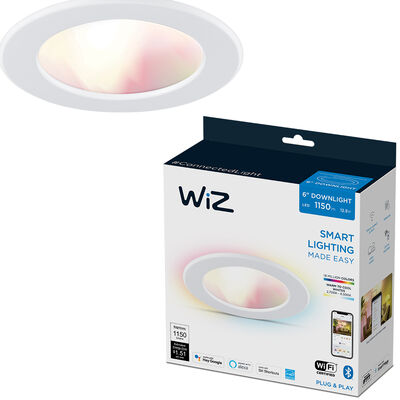 WiZ - 6" Recessed Color and Tunable Wi-Fi Smart LED Downlight - White | 604298