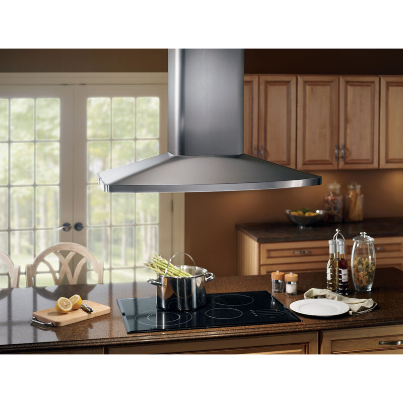 Broan Elite E54000 Series 36 in. Chimney Style Range Hood with 3 Speed Settings, 550 CFM, Convertible Venting & 4 Halogen Lights - Stainless Steel, , hires