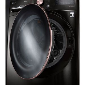 LG 27 in. 4.5 cu. ft. Smart Stackable Front Load Washer with Sanitize & Steam Wash Cycle - Black Steel, Black Steel, hires