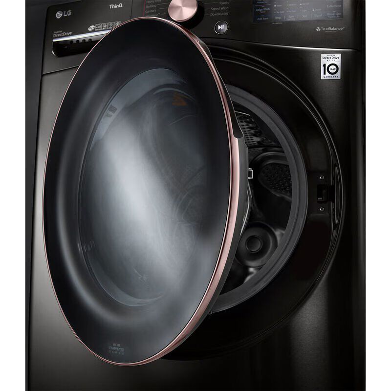 LG 27 in. 4.5 cu. ft. Smart Stackable Front Load Washer with Sanitize & Steam Wash Cycle - Black Steel, Black Steel, hires