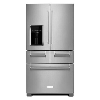 KitchenAid 36 in. 25.8 cu. ft. 5-Door French Door Refrigerator with External Ice & Water Dispenser - Stainless Steel | KRMF706ESS