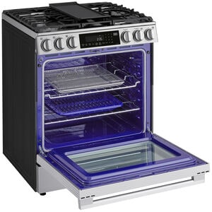 LG 30 in. 6.3 cu. ft. Smart Air-Fry True European Convection Slide-In Gas Range with 5 Sealed Burners & Griddle - PrintProof Stainless Steel, , hires