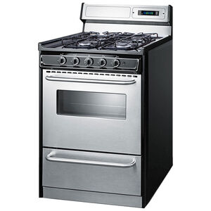 Summit 24 in. 2.9 cu. ft. Gas Range with 4 Sealed Burners - Stainless Steel, , hires