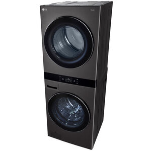 LG 27 in. 5.0 cu. ft. Smart Electric Front Load WashTower with AI Sensor Dry, TurboSteam, Allergiene Cycle, ezDispense, AI DD 2.0 Advanced Washing, Sensor Dry, Sanitize & Steam Cycle - Black Steel, , hires