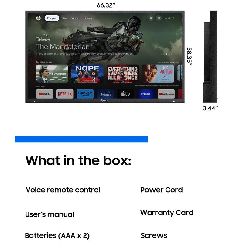 Sylvox - Pool Pro 3.0 75" Class Full Sun 4K UHD LED Smart Google Outdoor TV, , hires