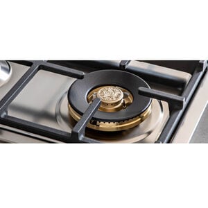 Bertazzoni Master Series 30 in. 4-Burner Natural Gas Cooktop with Brass Simmer Burner & Brass Power Burner - Stainless Steel, , hires