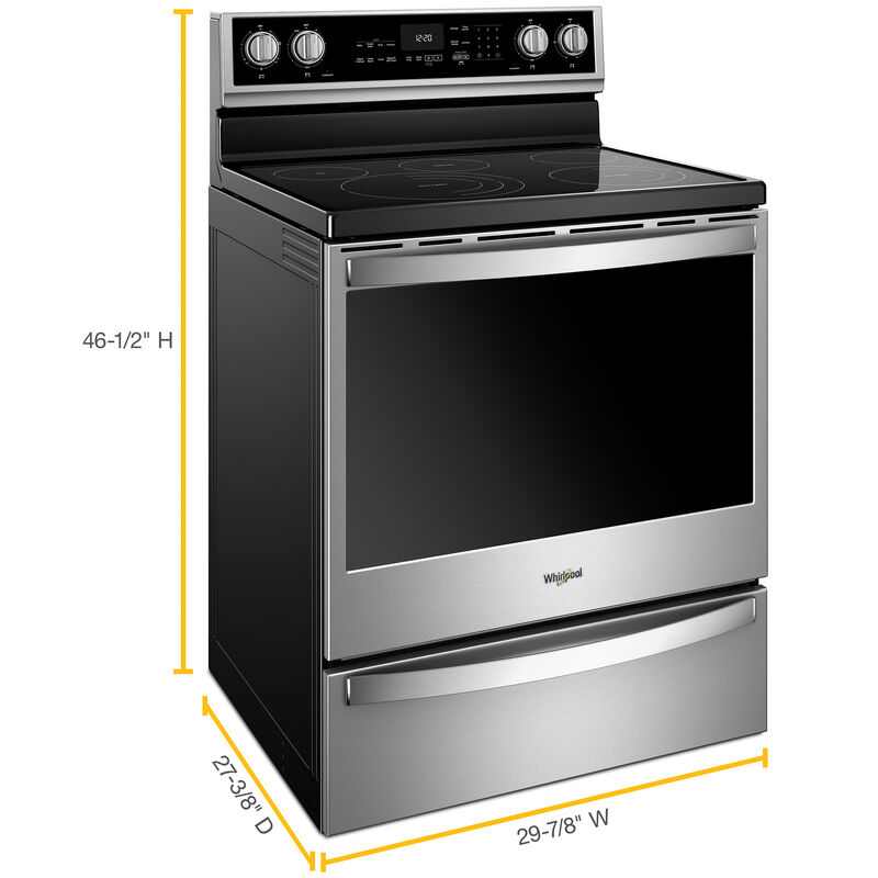 Whirlpool 30 in. 6.4 cu. ft. Smart Convection Oven Freestanding Electric Range with 5 Smoothtop Burners - Stainless Steel, , hires