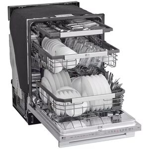 LG Studio 24 in. Top Control Flush-Mount Smart Dishwasher with 40 dBa Sound Level, 3rd-Rack & Dynamic Dry - PrintProof Stainless Steel, , hires