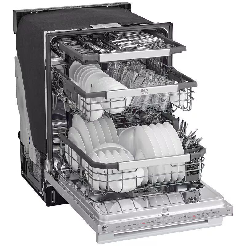 LG Studio 24 in. Top Control Flush-Mount Smart Dishwasher with 40 dBa Sound Level, 3rd-Rack & Dynamic Dry - PrintProof Stainless Steel, , hires