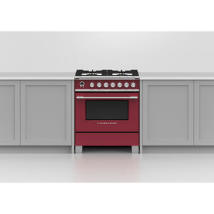 Fisher & Paykel Series 9 Classic 30 in. 3.5 cu. ft. True European Convection Dual Fuel Range with 4 Sealed Burners - Red, , hires