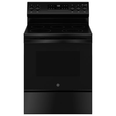 GE 500 Series 30 in. 5.3 cu. ft. Oven Freestanding Electric Range with 5 Radiant Burners - Black | GRF500PVBB