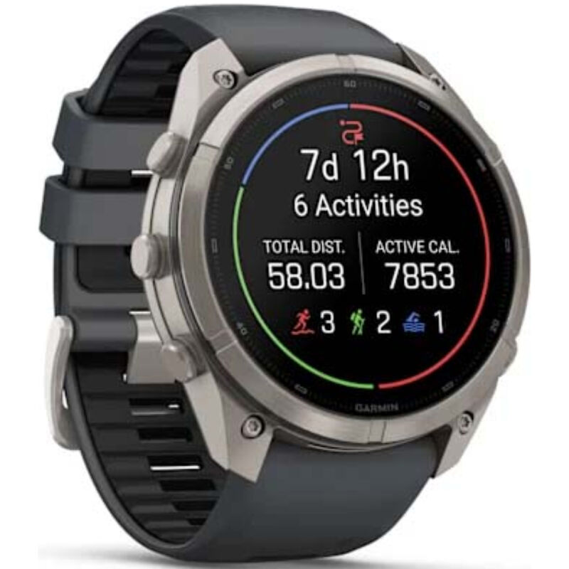 Garmin fenix 9 Pro 51 mm, AMOLED Smart Watch - Titanium with Graphite/Black Silicone Band, , hires