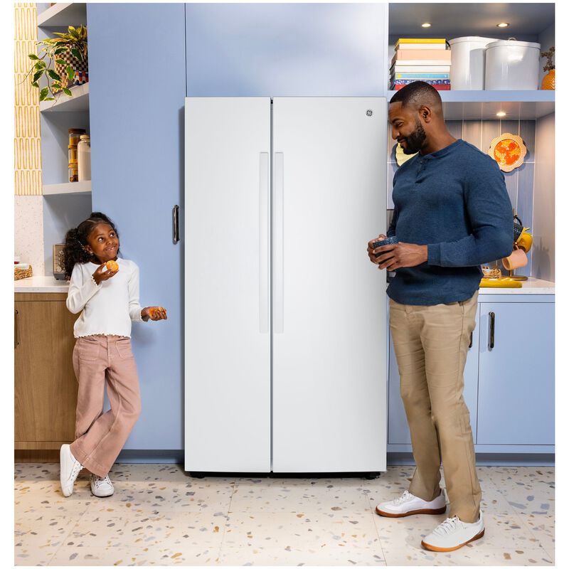 GE 36 in. 28.5 cu. ft. Garage-Ready Side-by-Side Refrigerator - White, White, hires