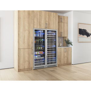 Zephyr Presrv Series 24 in. Built-In/Freestanding 15.7 cu. ft. Beverage Center with Pull-Out Shelves & Digital Control - Stainless Steel, , hires